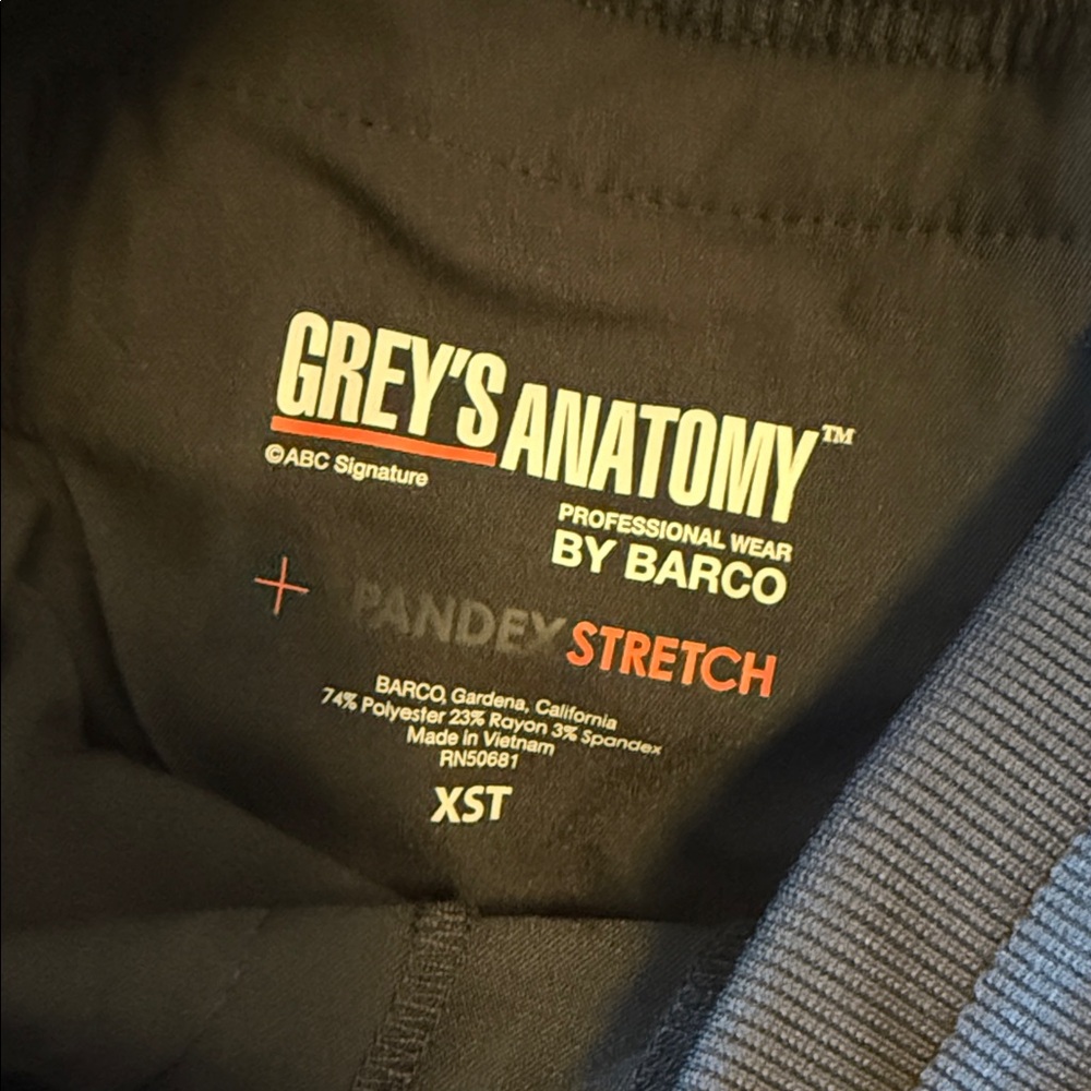 Barco Grey’s Anatomy Black Jogger Scrub Pants XS TALL - Picture 6 of 6